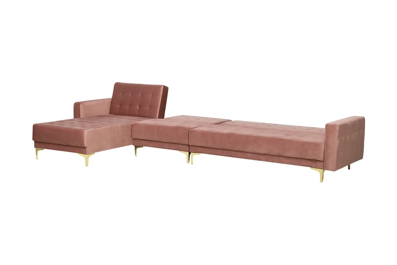 Hörnbäddsoffa Najera med Fotpall H�öger - Rosa - Möbler - Soffa - Bäddsoffa - Hörnbäddsoffa