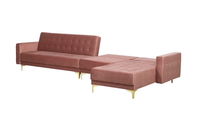 Hörnbäddsoffa Najera med Fotpall Vänster - Rosa - Möbler - Soffa - Bäddsoffa - Hörnbäddsoffa