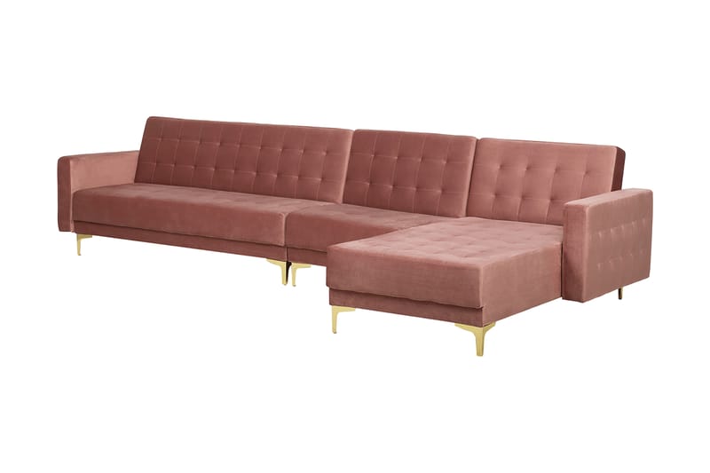 Hörnbäddsoffa Najera med Fotpall Vänster - Rosa - Möbler - Soffa - Bäddsoffa - Hörnbäddsoffa