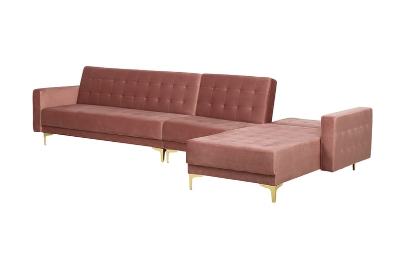 Hörnbäddsoffa Najera med Fotpall Vänster - Rosa - Möbler - Soffa - Bäddsoffa - Hörnbäddsoffa