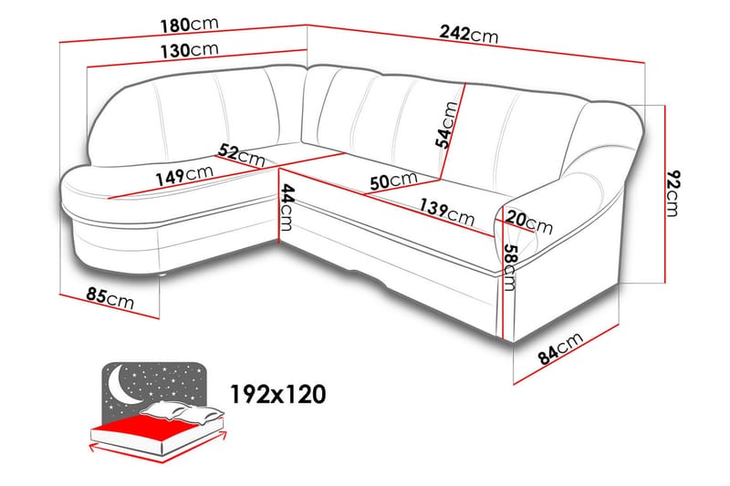 Kimbolton 7-sits Hörnbäddsoffa Vänster - Svart - Möbler - Soffa - Bäddsoffa - Hörnbäddsoffa