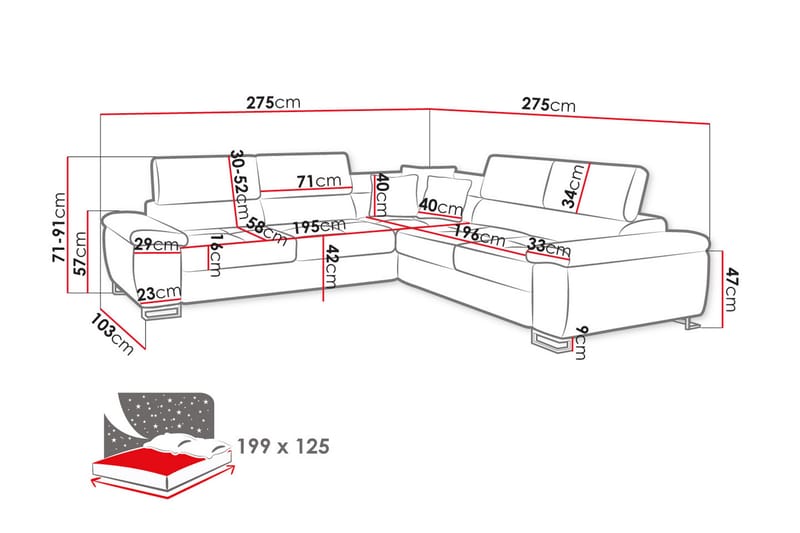 Oertel 5-sits Hörnbäddsoffa Vänster - Grön - Möbler - Soffa - Bäddsoffa - Hörnbäddsoffa