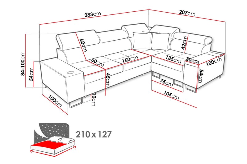 Torretta 3-sits Hörnbäddsoffa Universal - Brun - Möbler - Soffa - Bäddsoffa - Hörnbäddsoffa