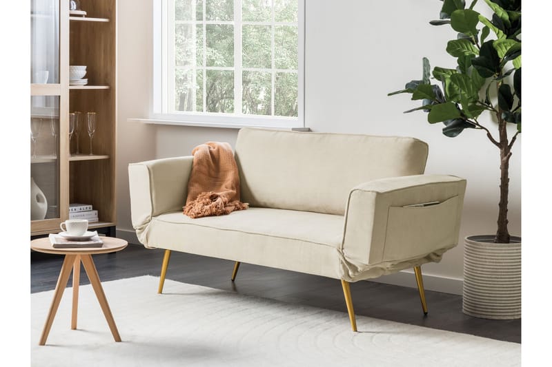 Touya Bäddsoffa 2-sits - Beige/Guld - Möbler - Soffa - Bäddsoffa - 2 sits bäddsoffa