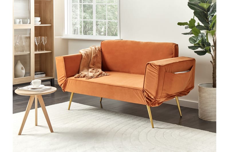 Touya Bäddsoffa 2-sits - Guld/Orange - Möbler - Soffa - Bäddsoffa - 2 sits bäddsoffa