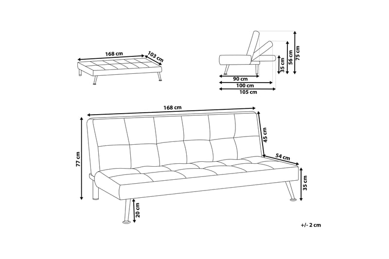 Tunni Bäddsoffa 3-sits - Beige/Svart - Möbler - Soffa - Bäddsoffa - 3 sits bäddsoffa