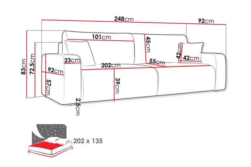 Barile Soffa 3-sits - Brun - Möbler - Soffa - 3 sits soffa