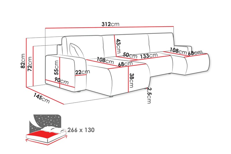 Barile Soffa Dubbeldivan 4-sits - Grön - Möbler - Soffa - U-soffa