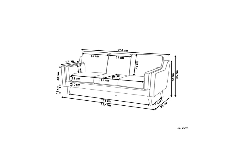 Bertha Soffa 3-sits - Vit/Ljust trä - Möbler - Soffa - 3 sits soffa