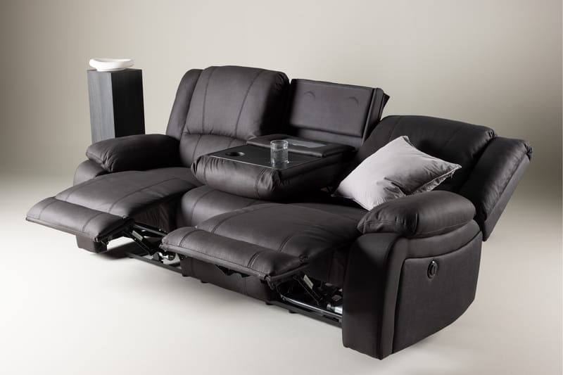 Singapore Reclinersoffa 3 sits Konstläder - Svart - Möbler - Soffa - Biosoffa & reclinersoffa