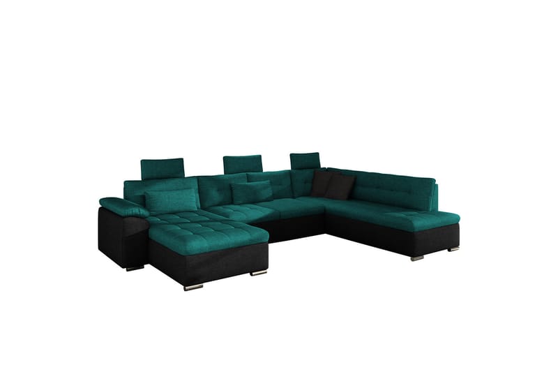 Borgstena Soffa med Divan och Schäslong 4-sits - Svart/Grön - Möbler - Soffa - Divansoffa & schäslongsoffa - 4 sits soffa med divan