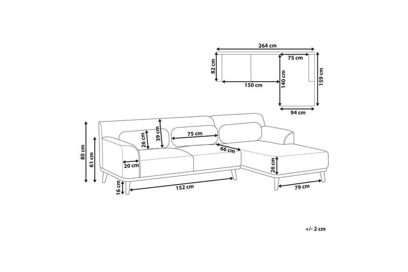 Bree Hörnsoffa 3-sits - Grön/Ljust trä - Möbler - Soffa - Hörnsoffa