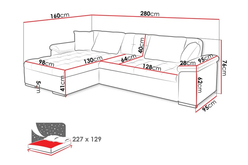 Camior Soffa med Divan 3-sits - Beige - Möbler - Soffa - Divansoffa & schäslongsoffa - 3 sits soffa med divan