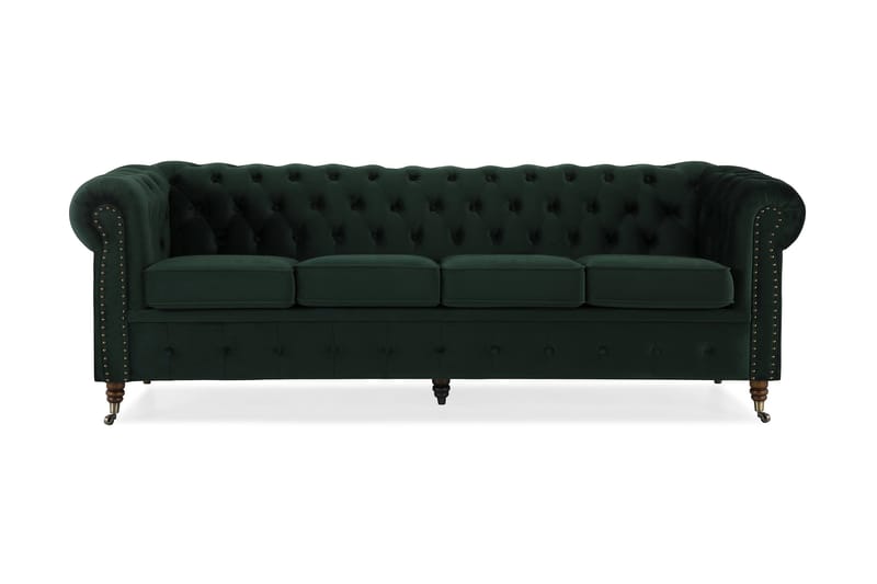 Sammetssoffa Chester Deluxe 4-sits - Mörkgrön - Möbler - Soffa - Chesterfield soffa