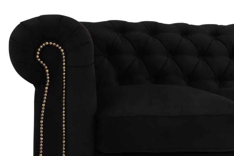 Sammetssoffa Chester Deluxe 4-sits - Svart - Möbler - Soffa - Chesterfield soffa