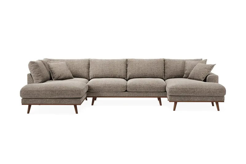 Copenhagen Premium 5-sits Vänstervänd U-formad Djup Soffa med Divan och Schäslong i Chenille, Brun