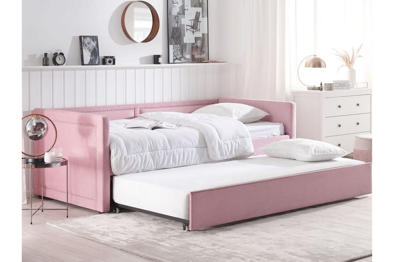 Dagbädd 90 x 200 cm sammet rosa MIMIZAN - Rosa - Möbler - Soffa - Dagbädd