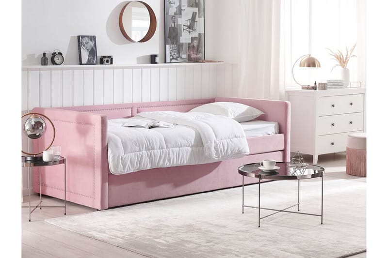 Dagbädd 90 x 200 cm sammet rosa MIMIZAN - Rosa - Möbler - Soffa - Dagbädd