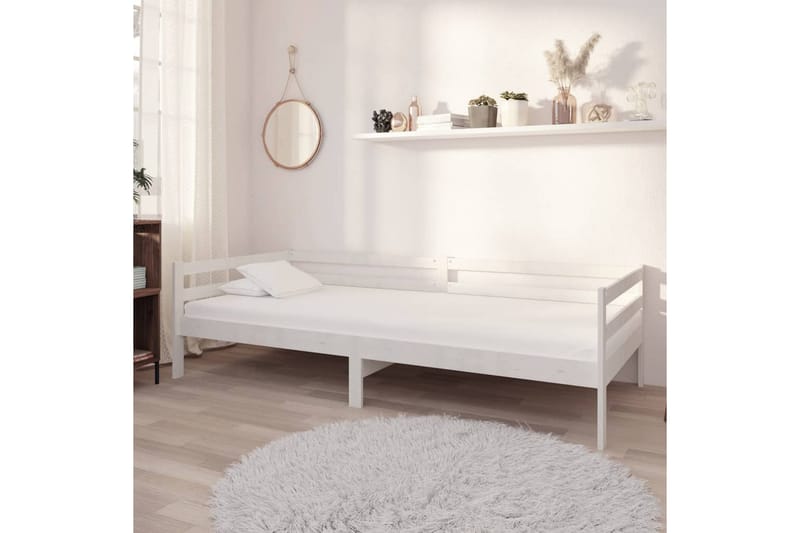 Dagbädd med madrass 90x200 cm vit massiv furu - Vit - Möbler - Soffa - Dagbädd