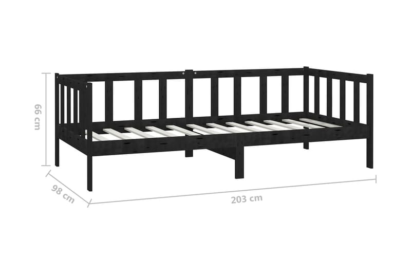 Dagbädd svart massiv furu 90x200 cm - Svart - Möbler - Soffa - Dagbädd