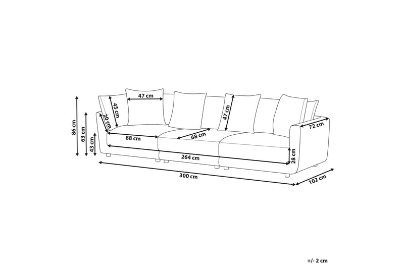 Delisha Soffa 3-sits - Vit/Svart - Möbler - Soffa - 3 sits soffa