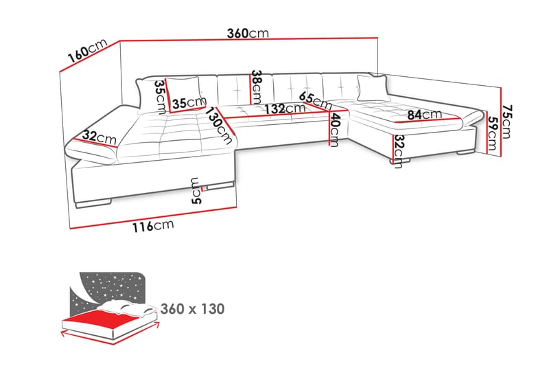 Dewitt Soffa Dubbeldivan 4-sits - Flerfärgad/Beige - Möbler - Soffa - U-soffa