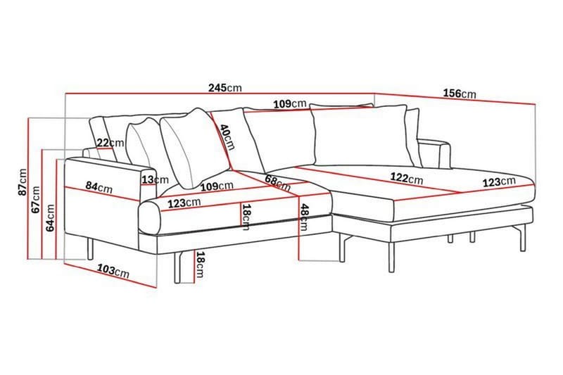 3-sits Divansoffa Menard - Beige - Möbler - Soffa - Divansoffa & schäslongsoffa - 3 sits soffa med divan