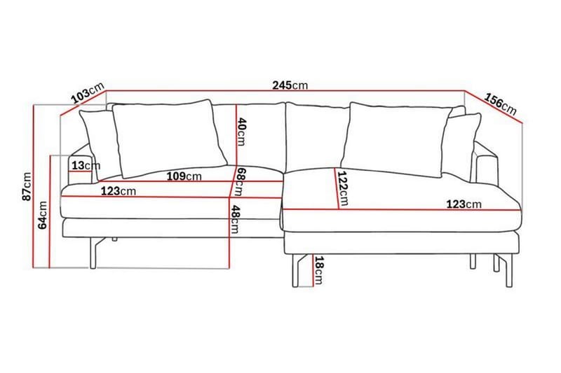 3-sits Divansoffa Menard - Beige - Möbler - Soffa - Divansoffa & schäslongsoffa - 3 sits soffa med divan