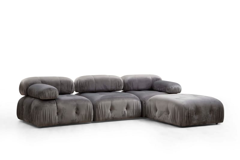 Bubblig Divansoffa 3-sits 288 cm Belgin - Grå - Möbler - Soffa - Divansoffa & schäslongsoffa - 3 sits soffa med divan