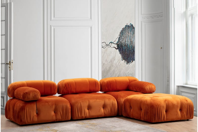 Bubblig Divansoffa 3-sits 288 cm  Belgin - Orange - Möbler - Soffa - Divansoffa & schäslongsoffa - 3 sits soffa med divan