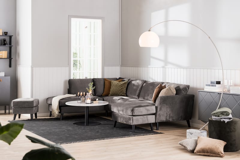 Soffa Colt 3-sits med Schäslong Vänster Sammet - Mörkgrå - Möbler - Soffa - Divansoffa & schäslongsoffa - 3 sits soffa med divan