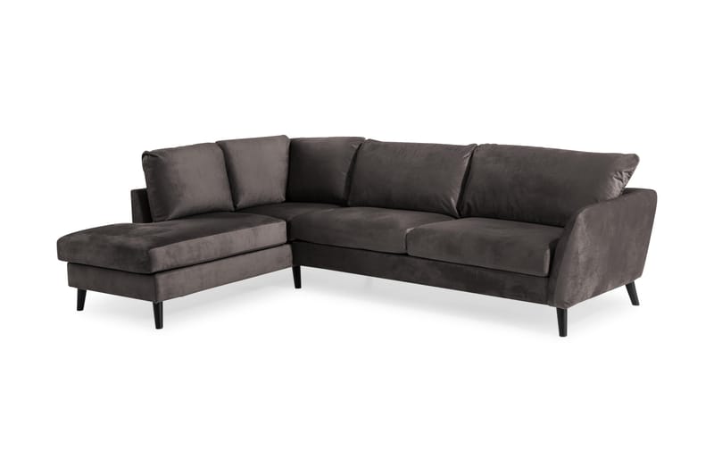 Soffa Colt 3-sits med Schäslong Vänster Sammet - Mörkgrå - Möbler - Soffa - Divansoffa & schäslongsoffa - 3 sits soffa med divan