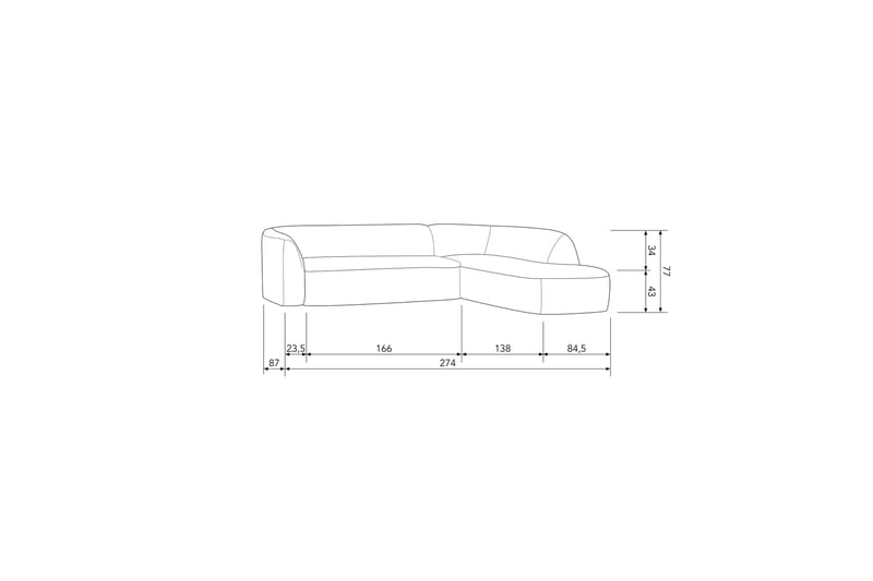 Soffa med Schäslong Mooli 3-sits - Grå/Svart - Möbler - Soffa - Divansoffa & schäslongsoffa - 3 sits soffa med divan