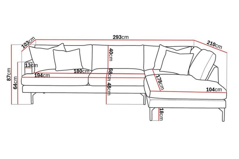 3-sits Soffa med Schäslong Menard Höger - Möbler - Soffa - Divansoffa & schäslongsoffa - 4 sits soffa med divan