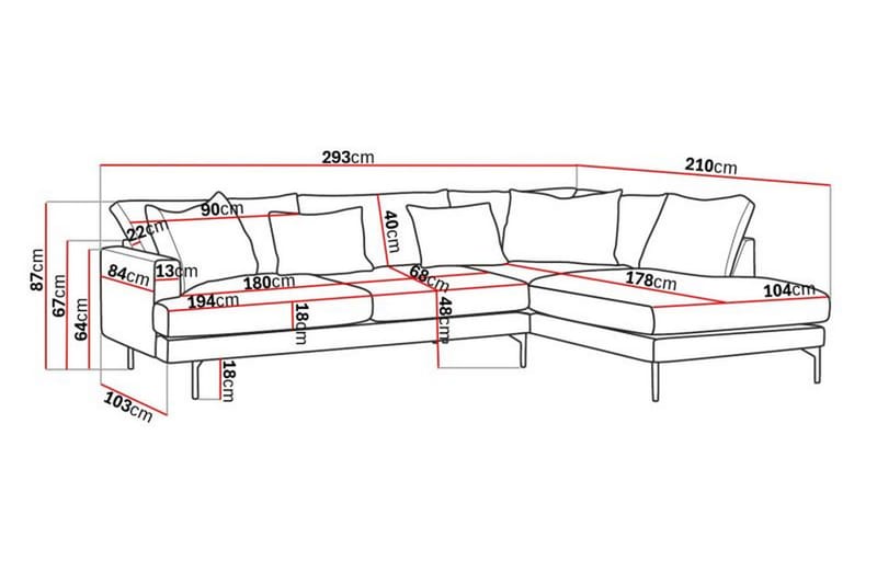 3-sits Soffa med Schäslong Menard Höger - Möbler - Soffa - Divansoffa & schäslongsoffa - 4 sits soffa med divan