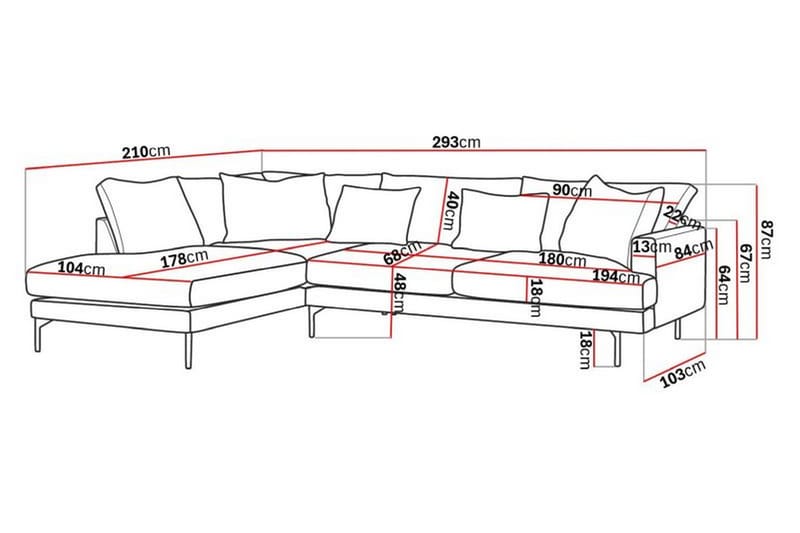 3-sits Soffa med Schäslong Menard Vänster - Möbler - Soffa - Divansoffa & schäslongsoffa - 4 sits soffa med divan