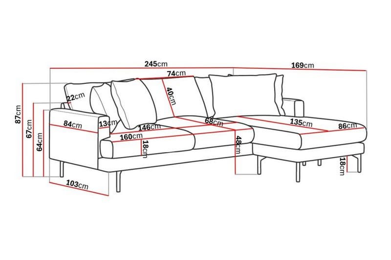 4-sits Divansoffa Armunia - Lila - Möbler - Soffa - Divansoffa & schäslongsoffa - 4 sits soffa med divan