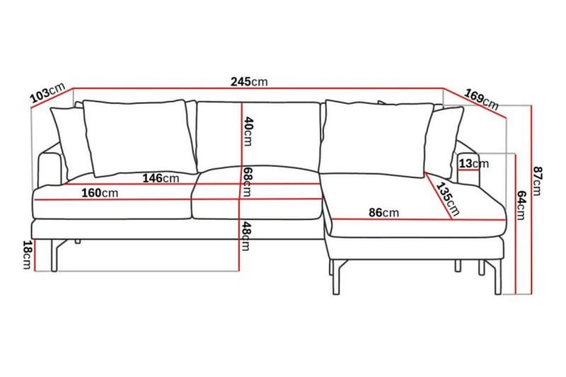 4-sits Divansoffa Menard - Beige - Möbler - Soffa - Divansoffa & schäslongsoffa - 4 sits soffa med divan