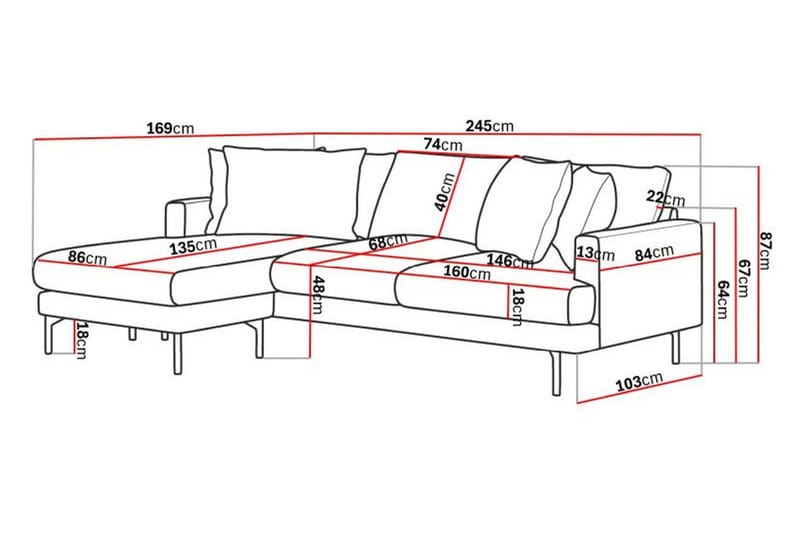 4-sits Divansoffa Menard - Beige - Möbler - Soffa - Divansoffa & schäslongsoffa - 4 sits soffa med divan