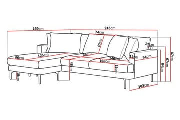 4-sits Divansoffa Menard - Mörkgrå - Möbler - Soffa - Divansoffa & schäslongsoffa - 4 sits soffa med divan