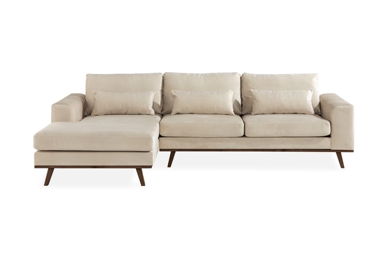 Divansoffa Haga Sammet - Beige - Möbler - Soffa - Divansoffa & schäslongsoffa - 4 sits soffa med divan