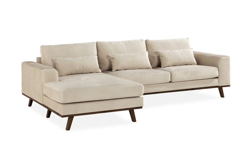 Divansoffa Haga Sammet - Beige - Möbler - Soffa - Divansoffa & schäslongsoffa - 4 sits soffa med divan