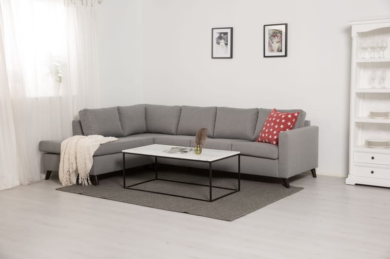 Soffa Yen 4-sits med Schäslong Vänster - Ljusgrå - 4 sits soffa med divan - Divansoffa & schäslongsoffa