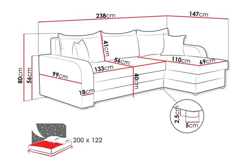 Alvared Soffa med Divan 3-sits - Beige - Möbler - Soffa - Divansoffa & schäslongsoffa - 3 sits soffa med divan