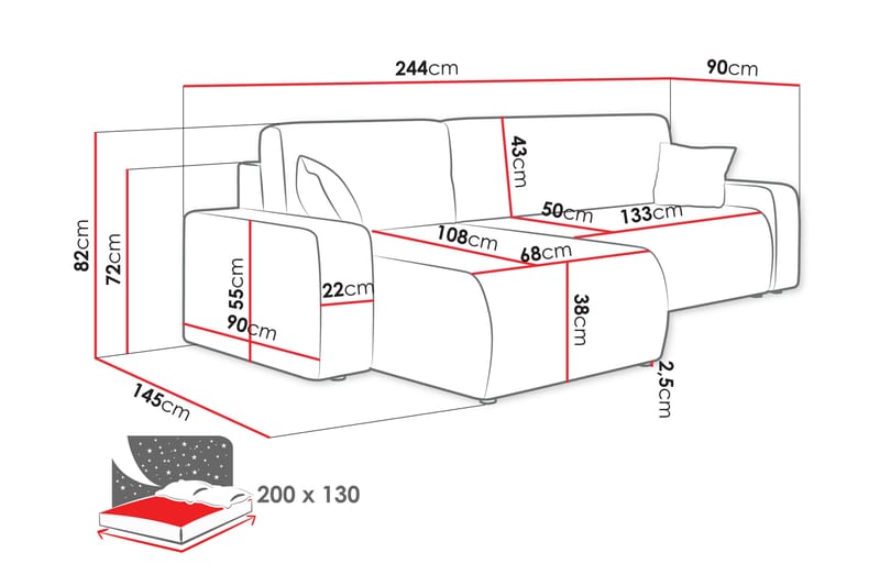 Barile Soffa med Divan 3-sits - Beige - Möbler - Soffa - Divansoffa & schäslongsoffa - 3 sits soffa med divan