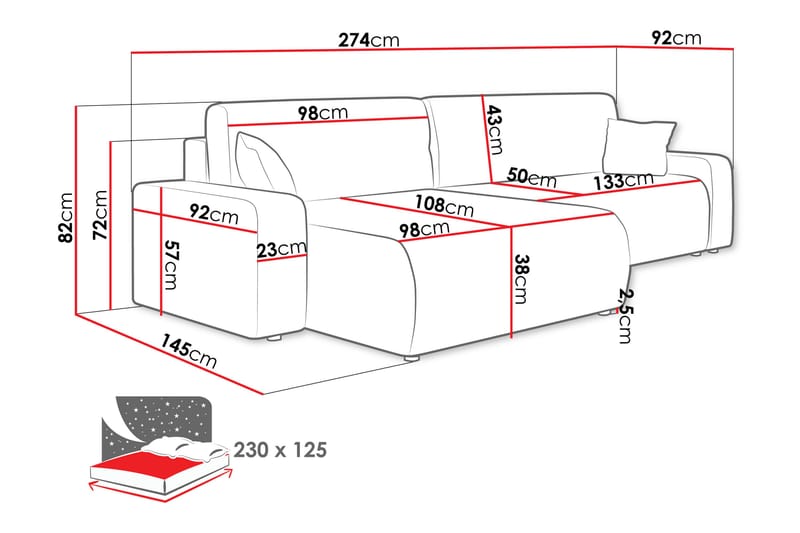 Barile Soffa med Divan 3-sits - Beige - Möbler - Soffa - Divansoffa & schäslongsoffa - 3 sits soffa med divan