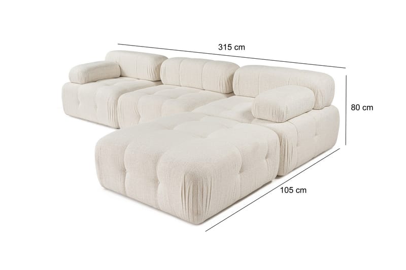 Bubblig Divansoffa 3-sits 315 cm Belgin - Ljusbeige - Möbler - Soffa - Divansoffa & schäslongsoffa - 4 sits soffa med divan