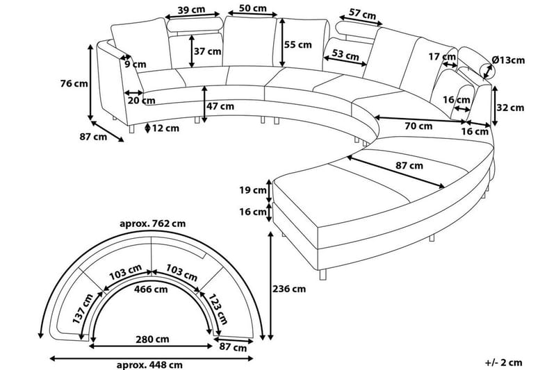 Divansoffa Rotunde 448 cm - Brun - Möbler - Soffa - Divansoffa & schäslongsoffa