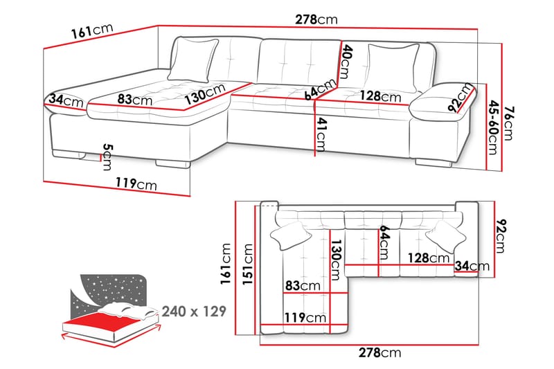 Djerra Soffa med Divan 3-sits - Grön - Möbler - Soffa - Divansoffa & schäslongsoffa - 3 sits soffa med divan