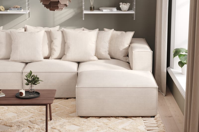 Djup Soffa 3-sits m. Divan Narender - Beige - 3 sits soffa med divan - Divansoffa & schäslongsoffa